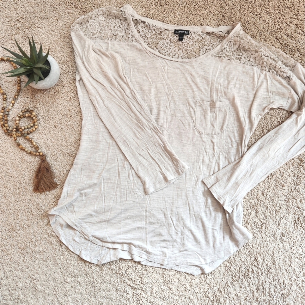 Express Lace Detail Long Sleeve Shirt